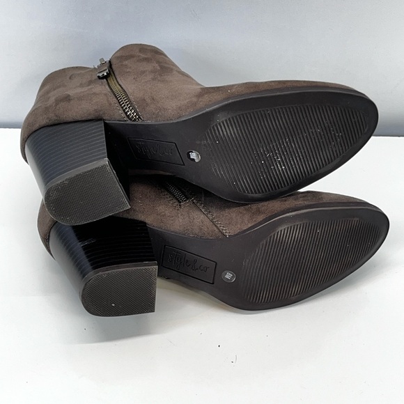 Style & Co. Masrinaa Double Zip Booties Women’s 8M Faux Suede taupe brown - Picture 7 of 10